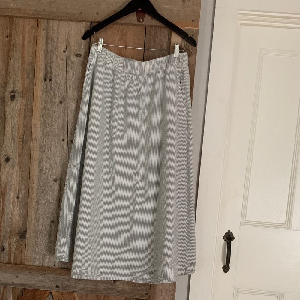 Eileen Fisher Blue and White Striped A-Line Skirt